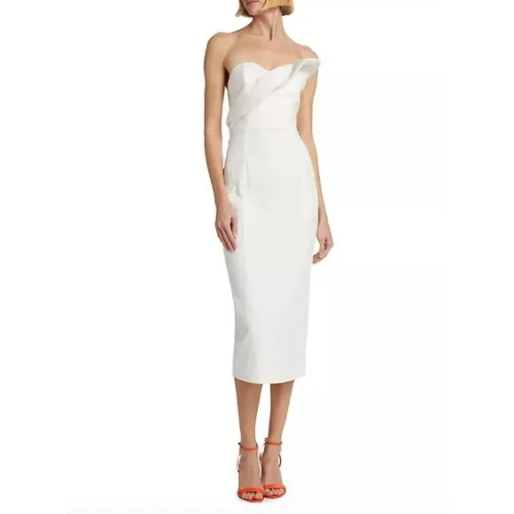 MARA HOFFMAN Lisha Strapless Cotton Midi Dress Ivory Womens Size 00